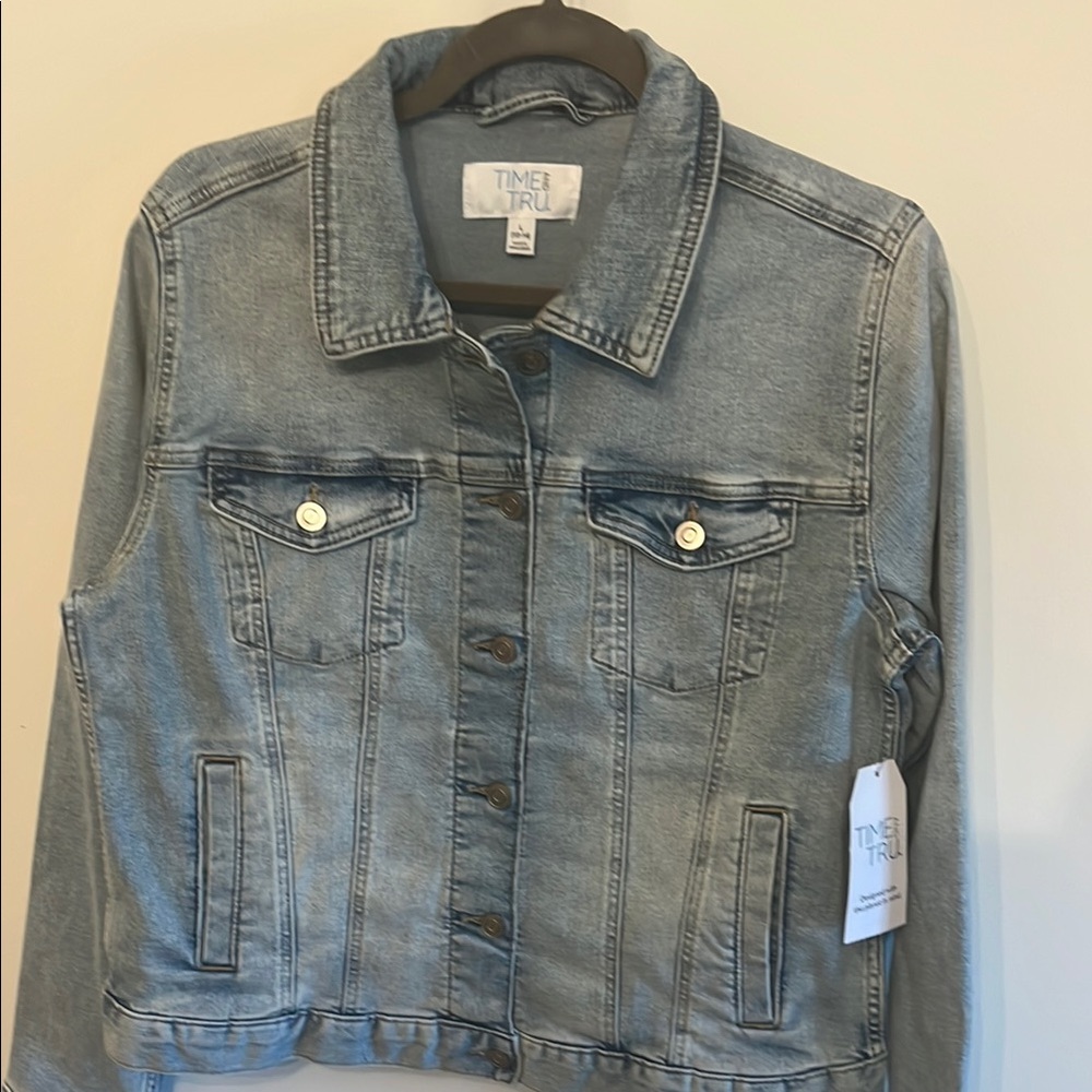 Time and Tru Gray Jean Jacket Classic Denim Design